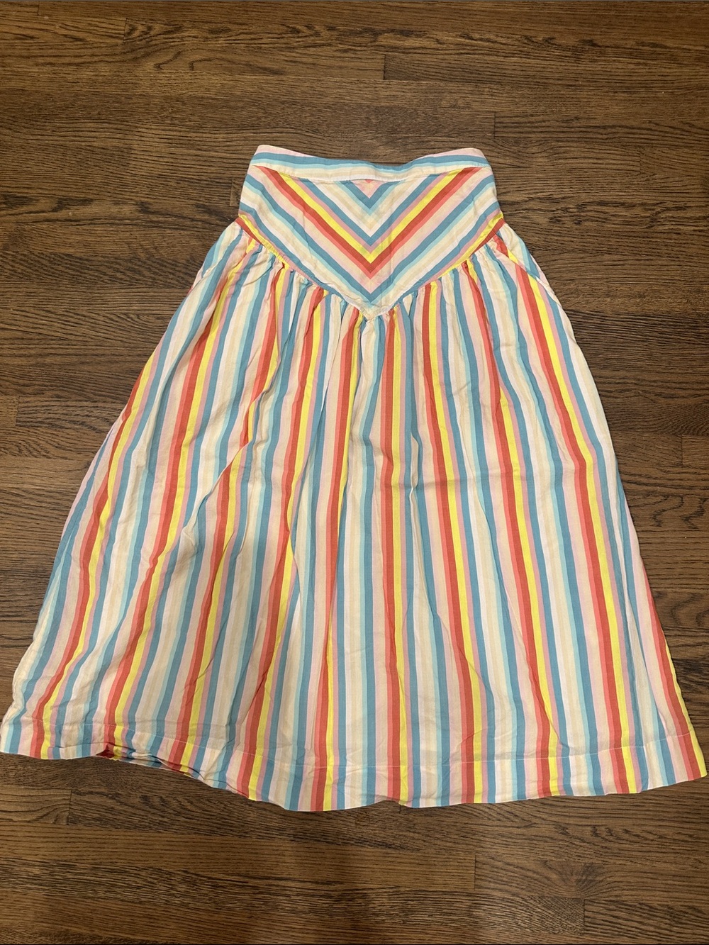 MOTHER Striped Chevron Waist Midi Skirt